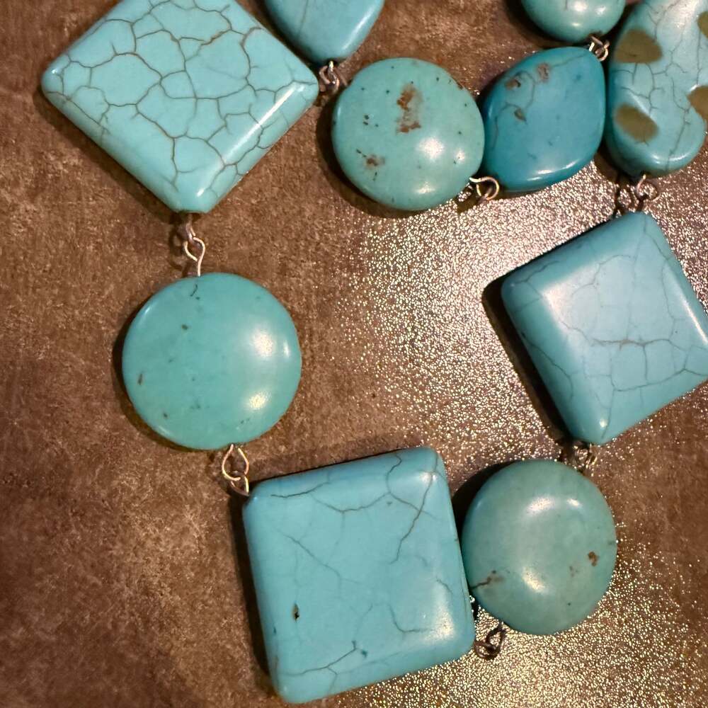 Chunky Blue Howlite Double Strand Turquoise-Style Statement Necklace